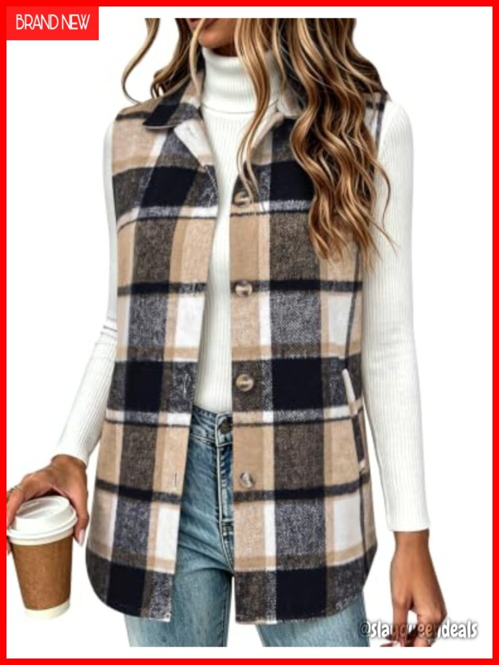 Plaid Flannel Vest Womens Sleeveless Button Down Workwear Fall Layering